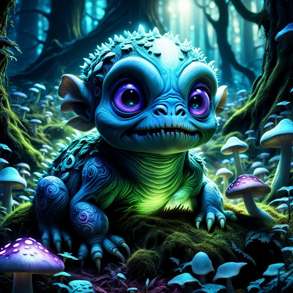 Mystical Forest Monsterbaby in Digital Matte Painting