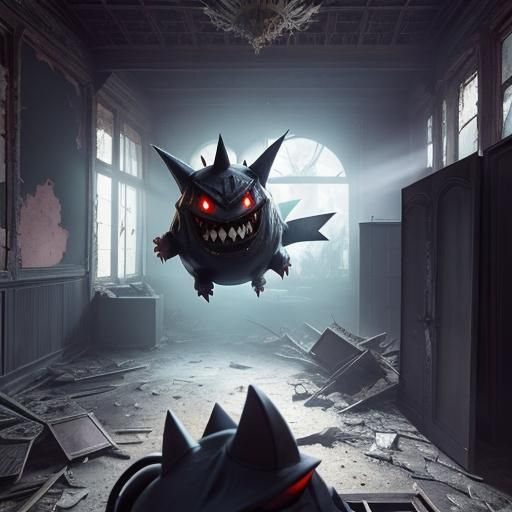 Gengar in Abandoned House: Digital Matte Painting