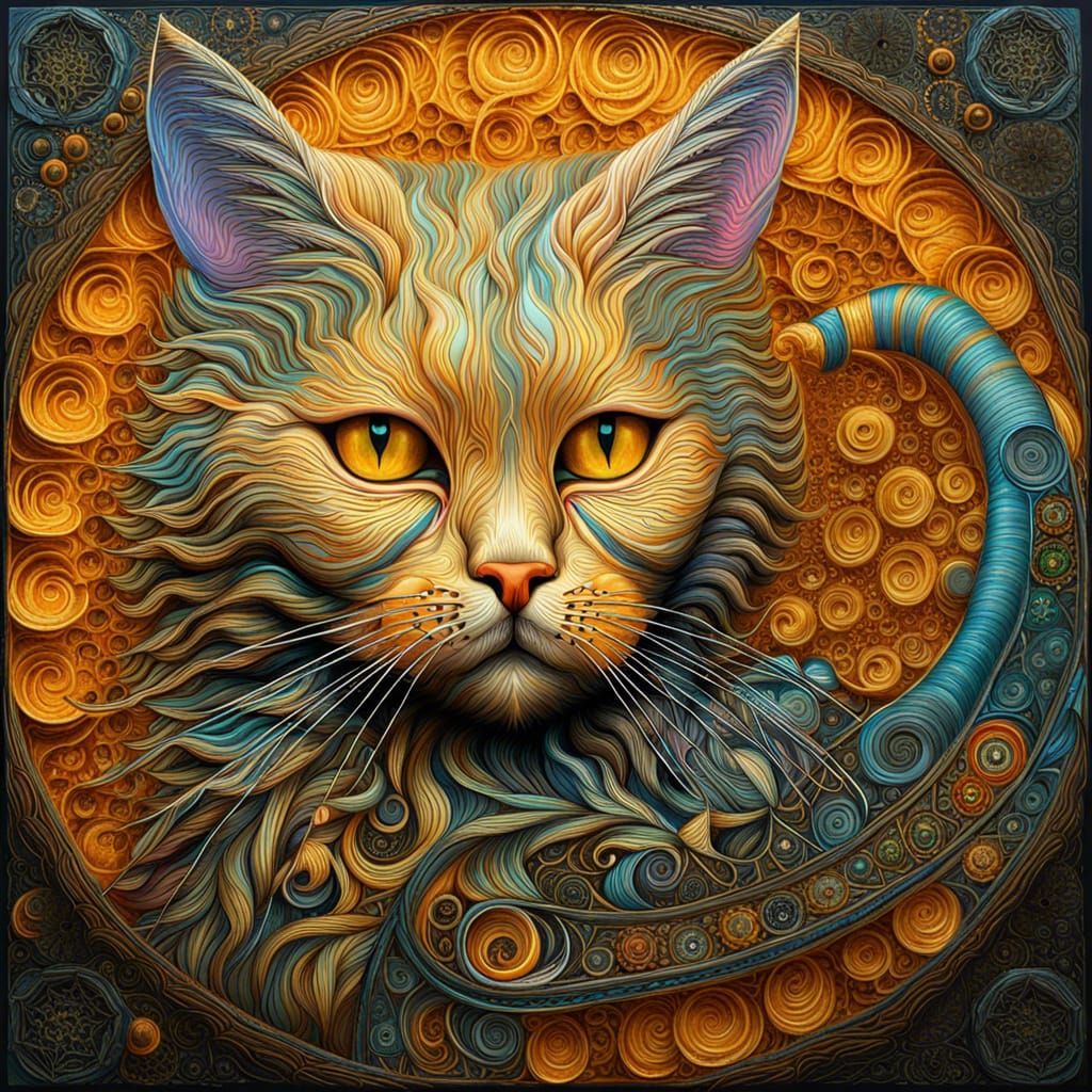 Surreal Carrot Cat: Intricate Impasto Sci-Fi Art