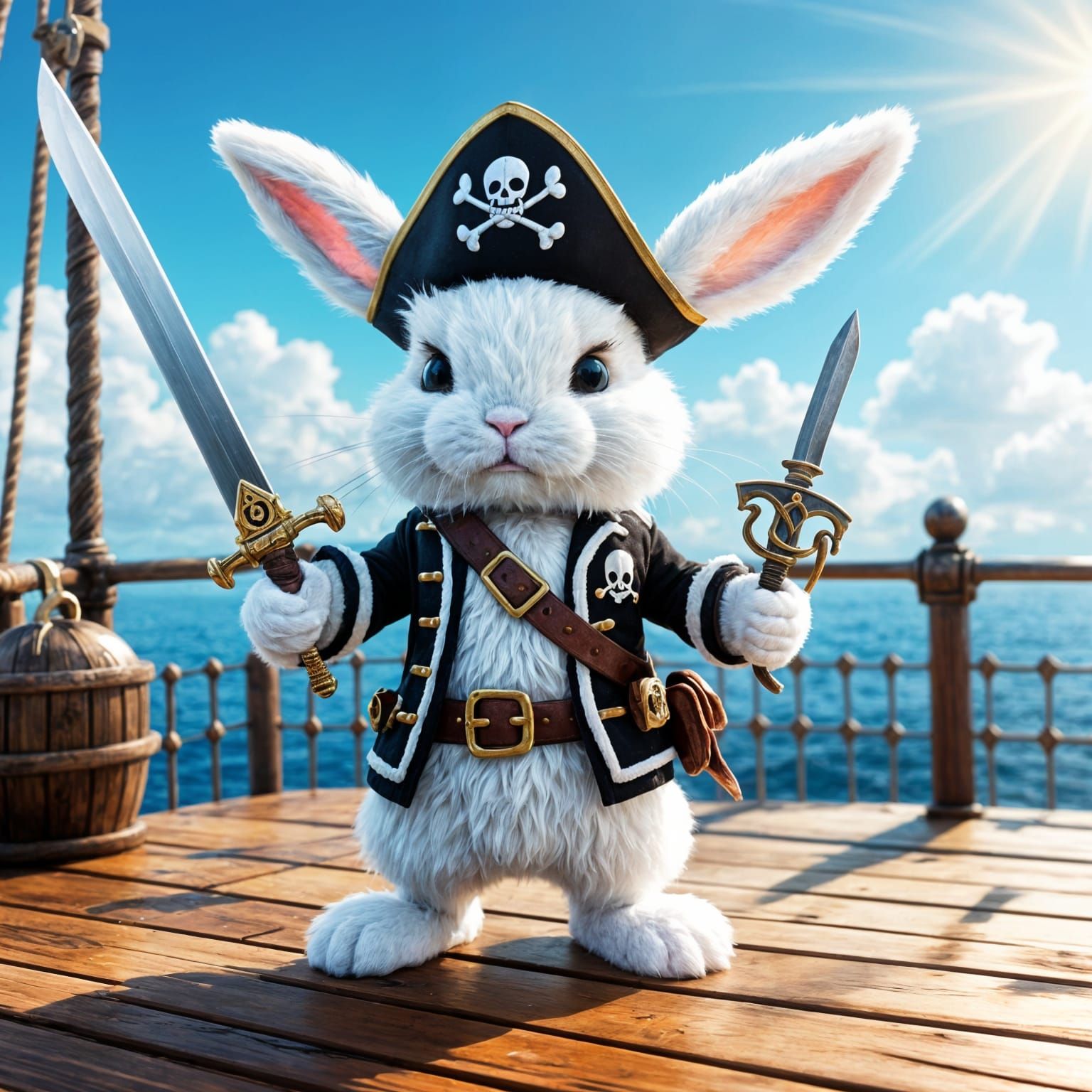 Pirate Bunny on Deck: A Furry Swashbuckler