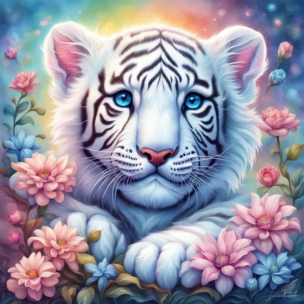 Cute white tiger
