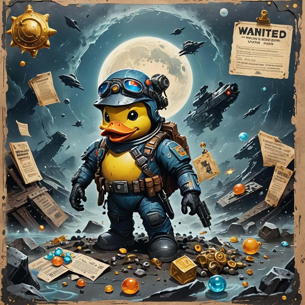 Wanted Poster: Rubber Ducky Overlord on Saturn Moon