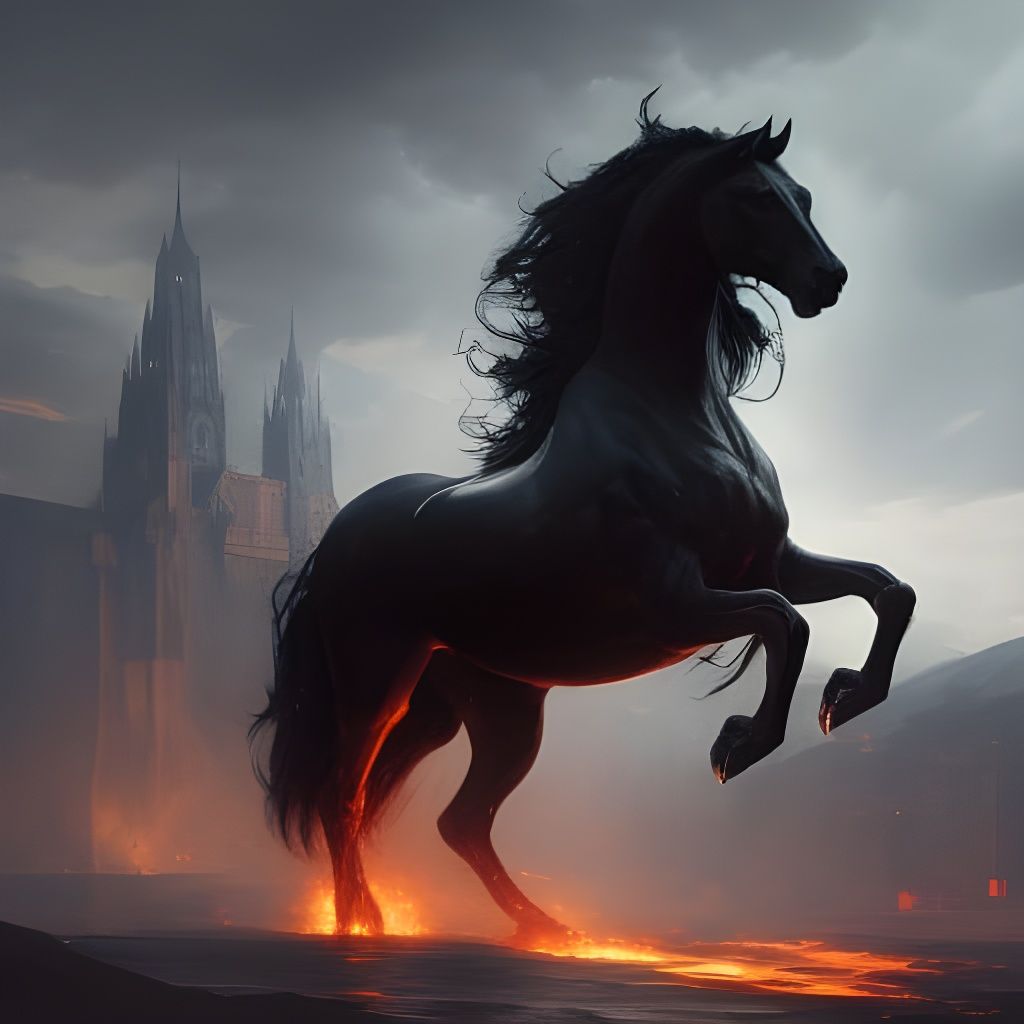 Burning Black Horse: Dark Fantasy Concept Art