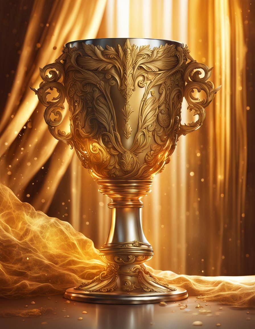 Ornate Golden Goblet in Hyperrealistic Style