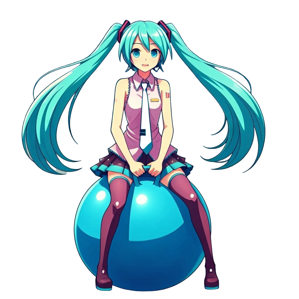 Singing Idol Bounces on Hopper Ball in Vibrant Anime Style