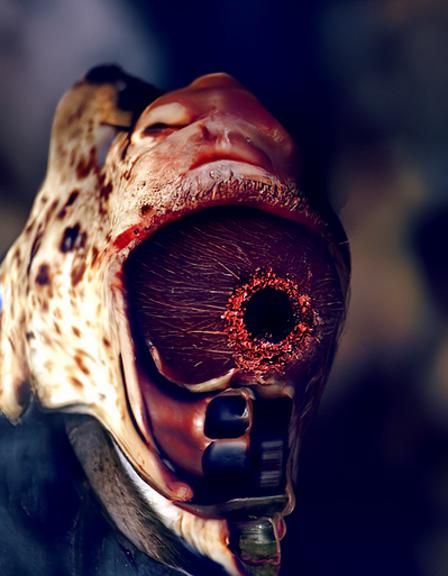 Realistic Photo of a Face After Shotgun Injury