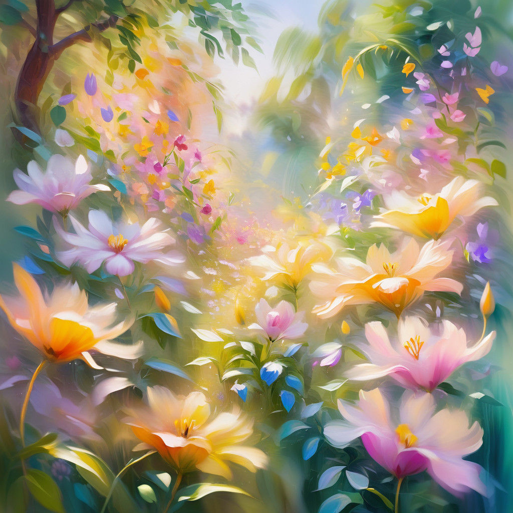 Whimsical Garden Blooms in Soft Focus