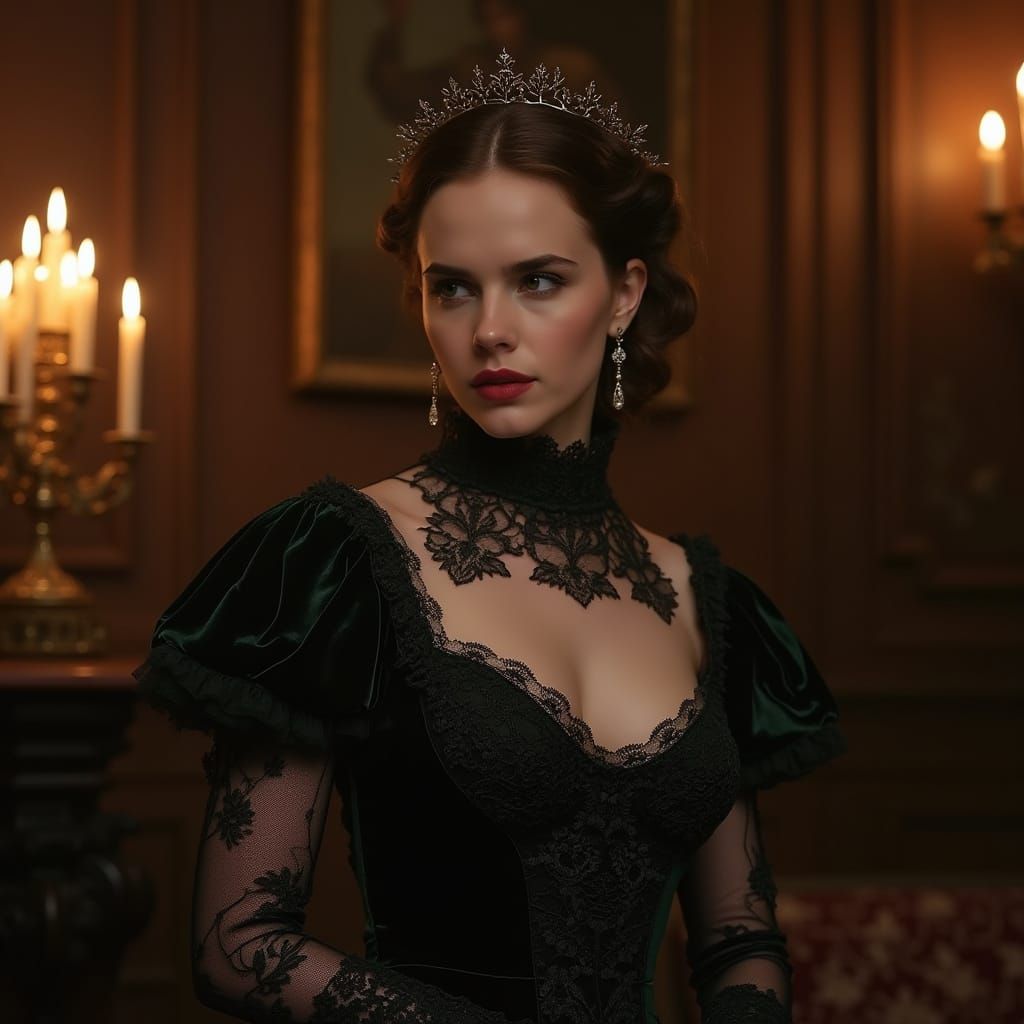 Elegant Victorian Princess in Pre-Raphaelite Style