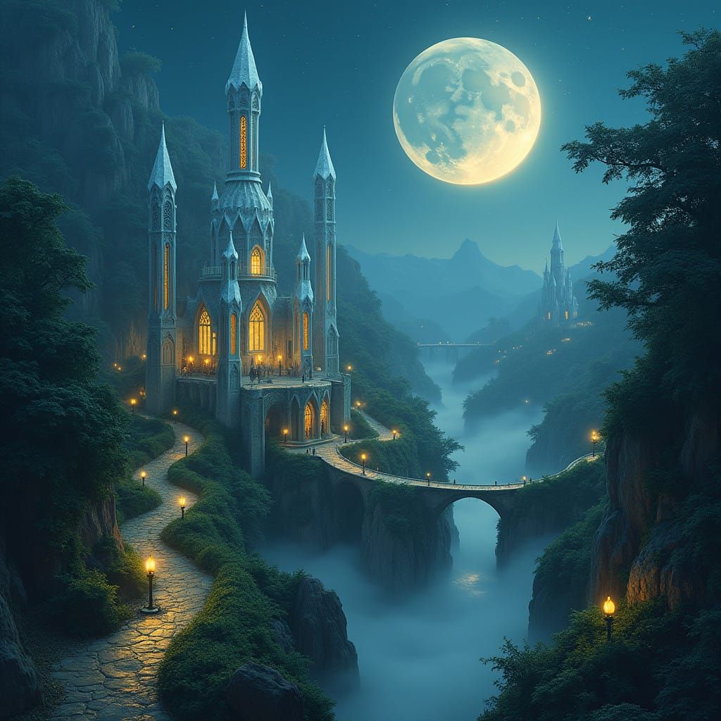 Ethereal Elven City Shines in Lush Forest