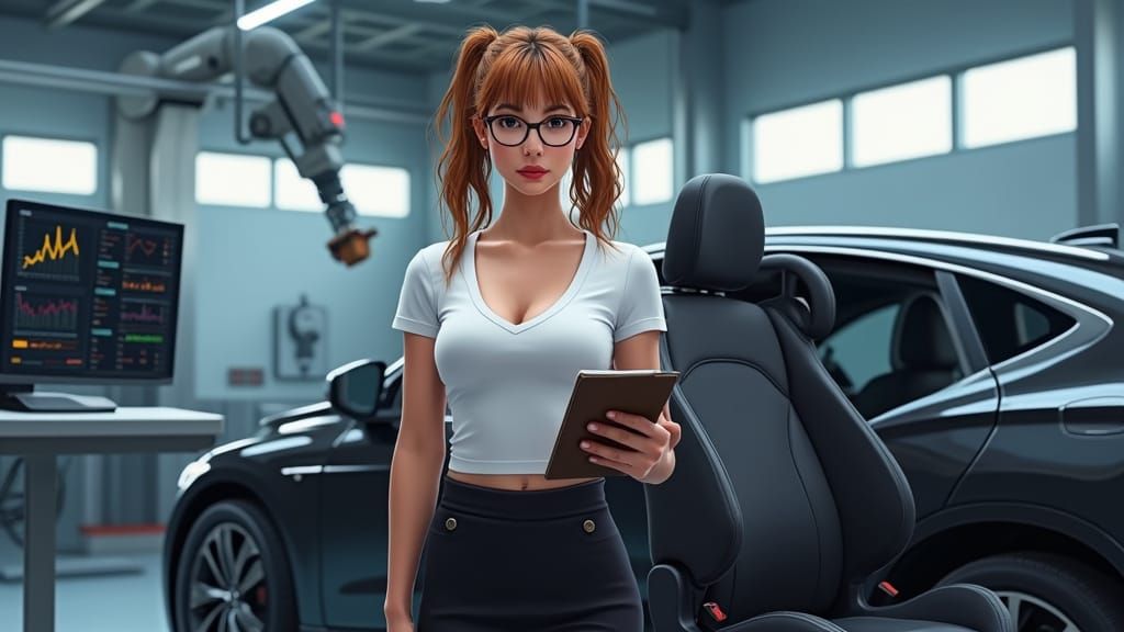 Fitness Goddess in High-Tech Lab