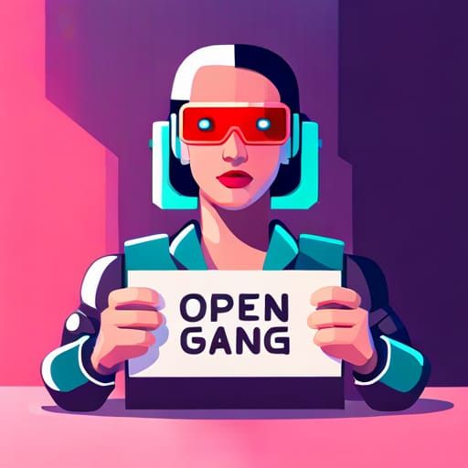 Cyberpunk Android with Neon Sign