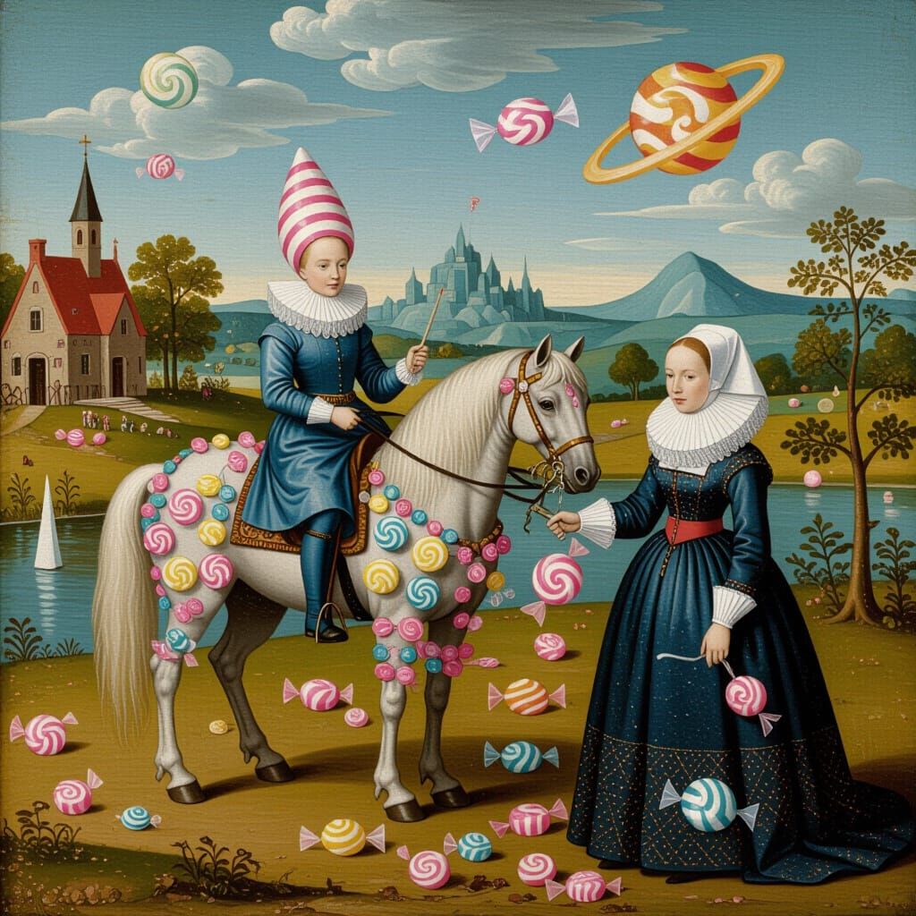 Nuclear Candyhorse in Hieronymus Bosch & Monet Candy Worlds