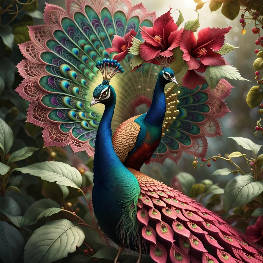 Peacock Witch in Fractal Jungle Garden