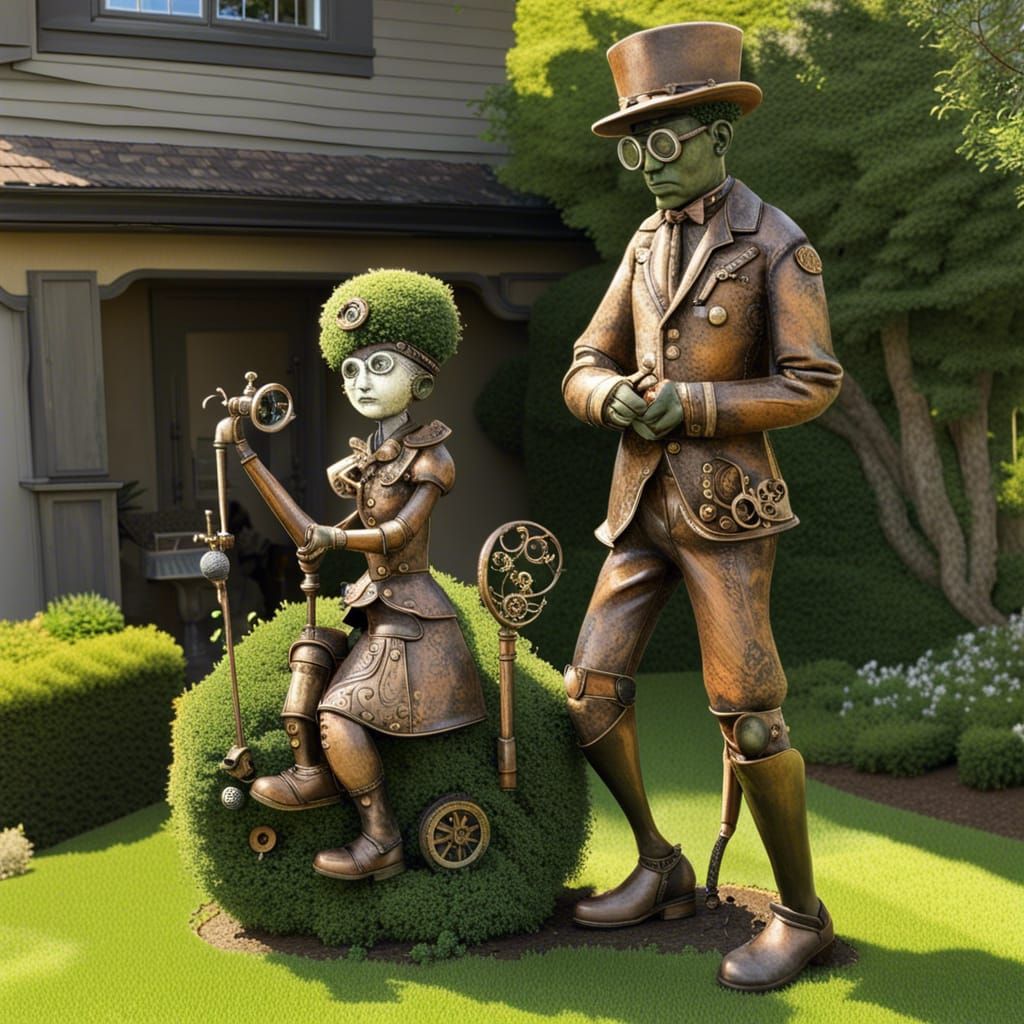Steampunk Garden Scene Inspired by Assemblage Art
