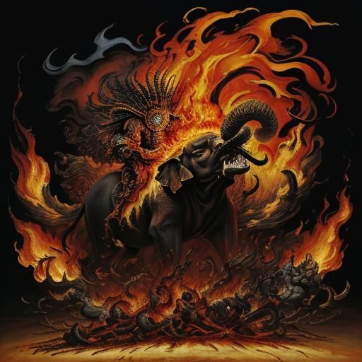 King Sends Flame Messages: Surreal Expressionist Oil Paintin...