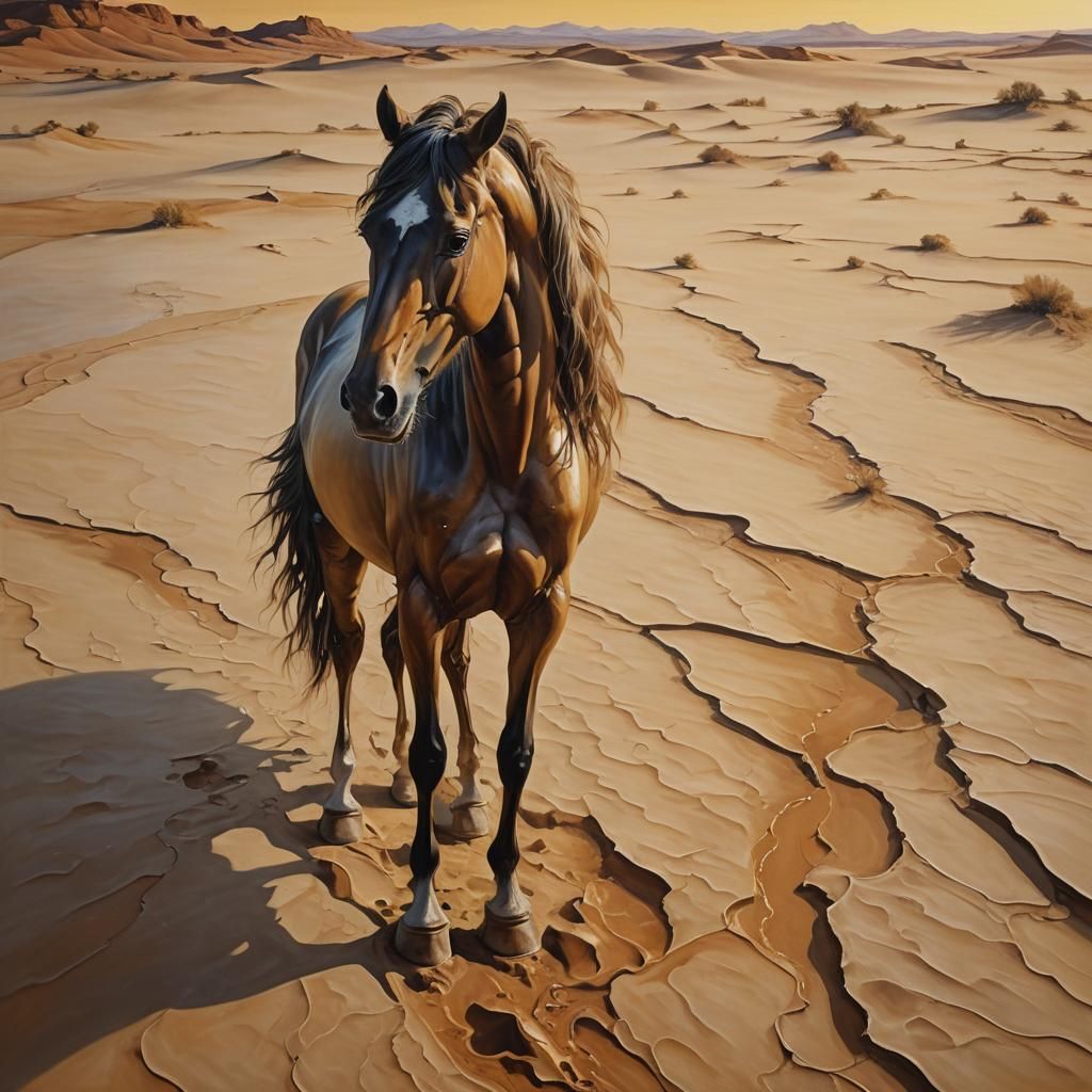 Surreal Desert Horse Portrait in Oil