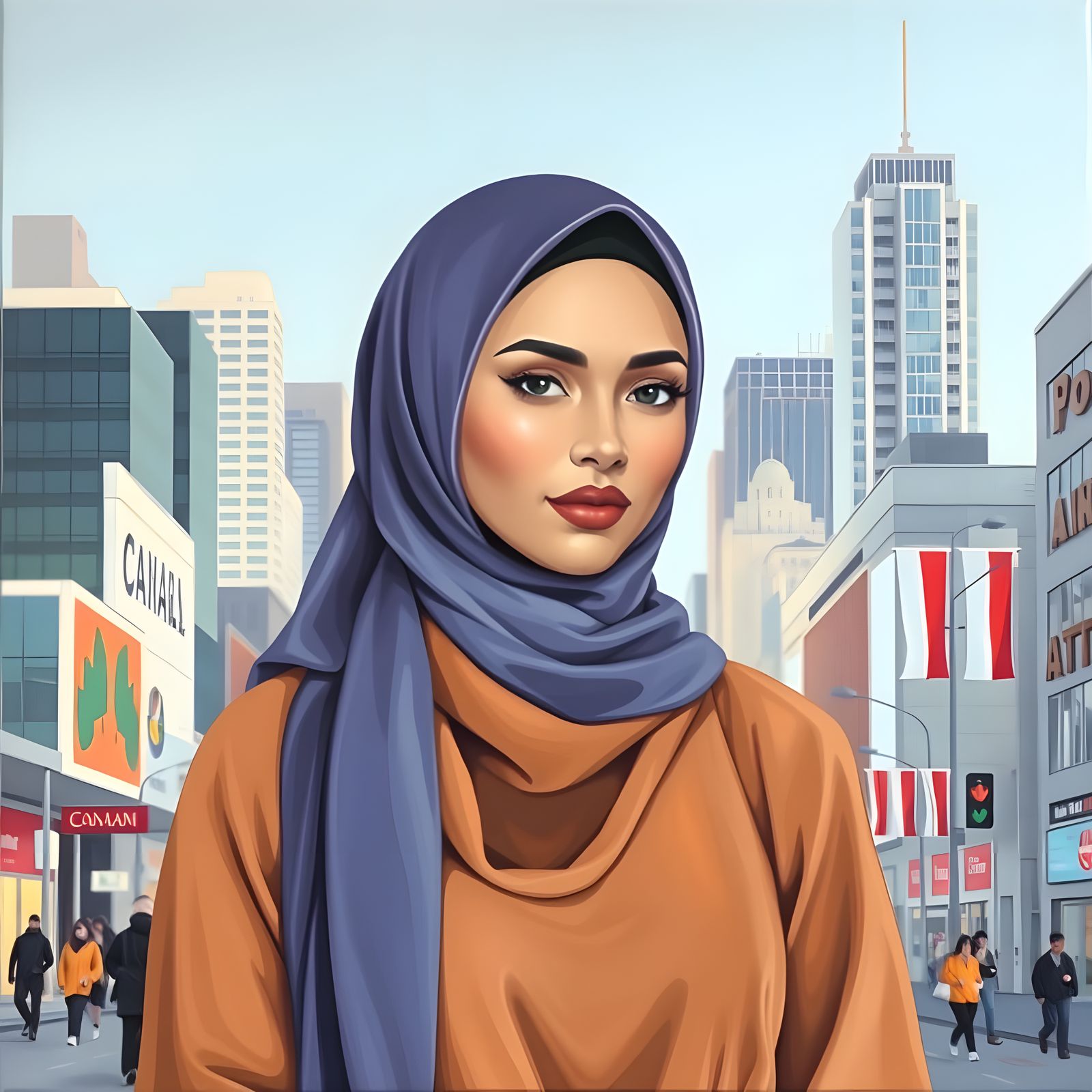 Beautiful Hijabi Woman Portrait in Canadian City