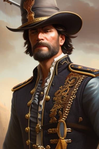 Detailed Pirate Captain Portrait in Digital Painting Style