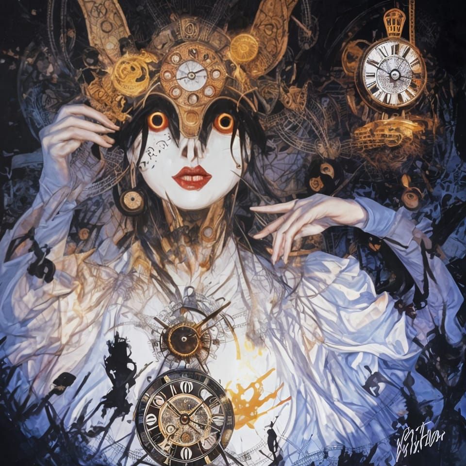 Dreamlike Clockwork Character in a Minimalist Space