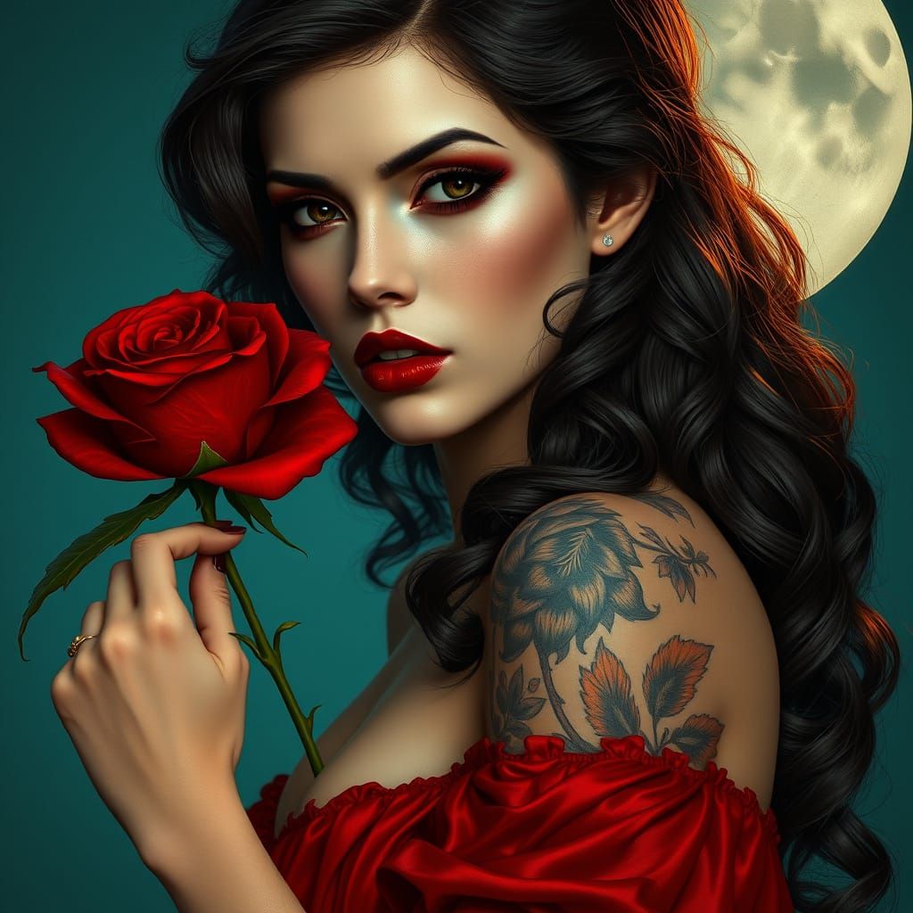 Seductive Pin-Up Muse in Vintage Hollywood Noir Style