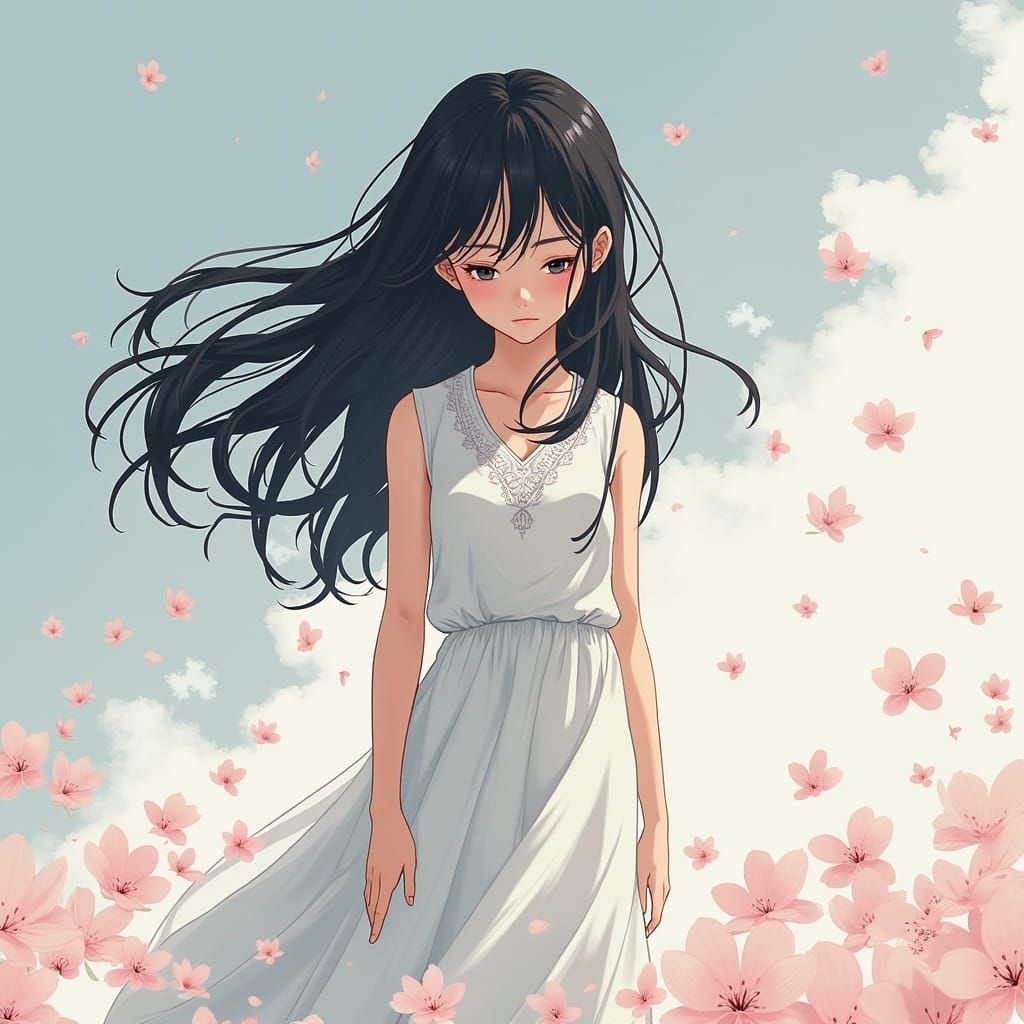 Lost in Melancholy Cherry Blossom Moment