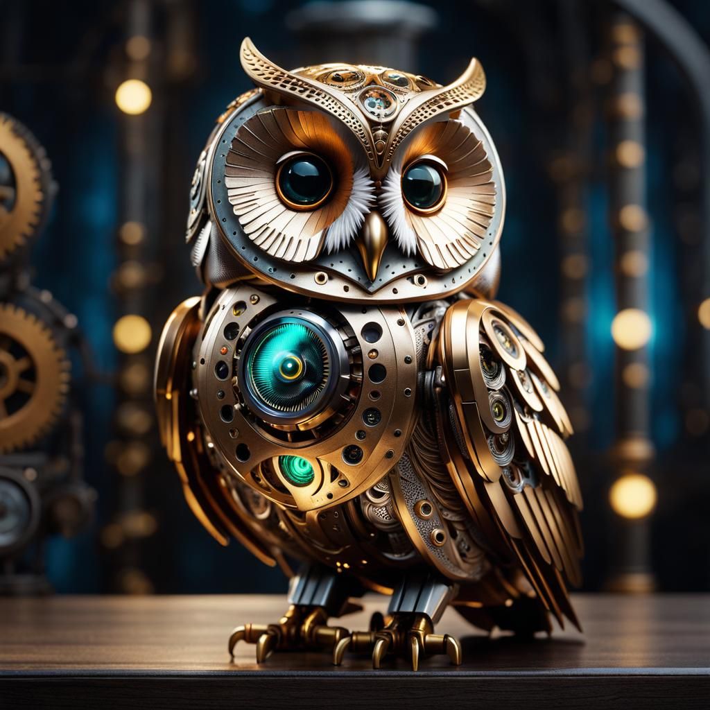 Engraved Metallic Barn Owl