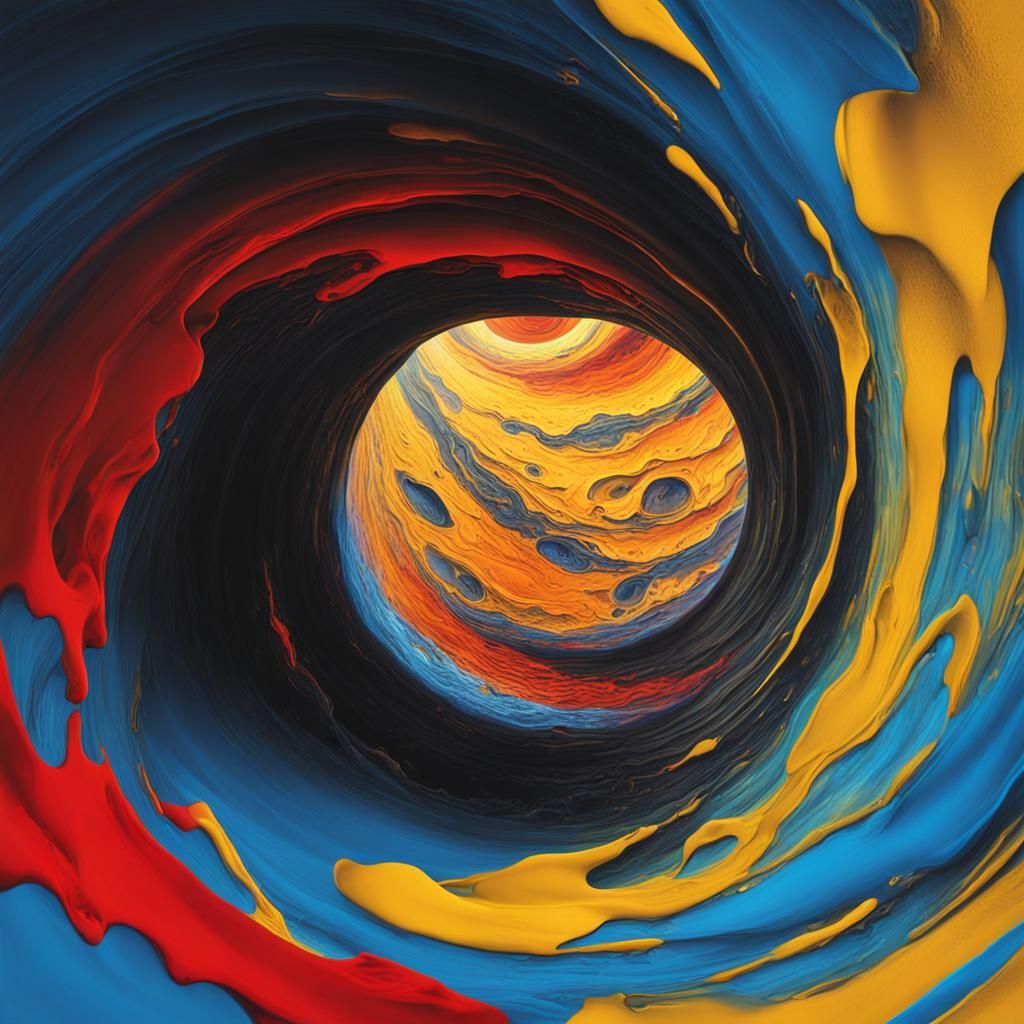 Surreal Black Hole with Colorful Light in Matte Style