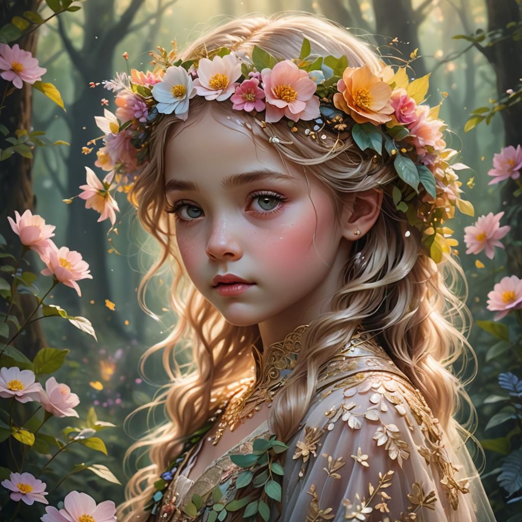Floral Baby Portrait in Fantasy Diorama