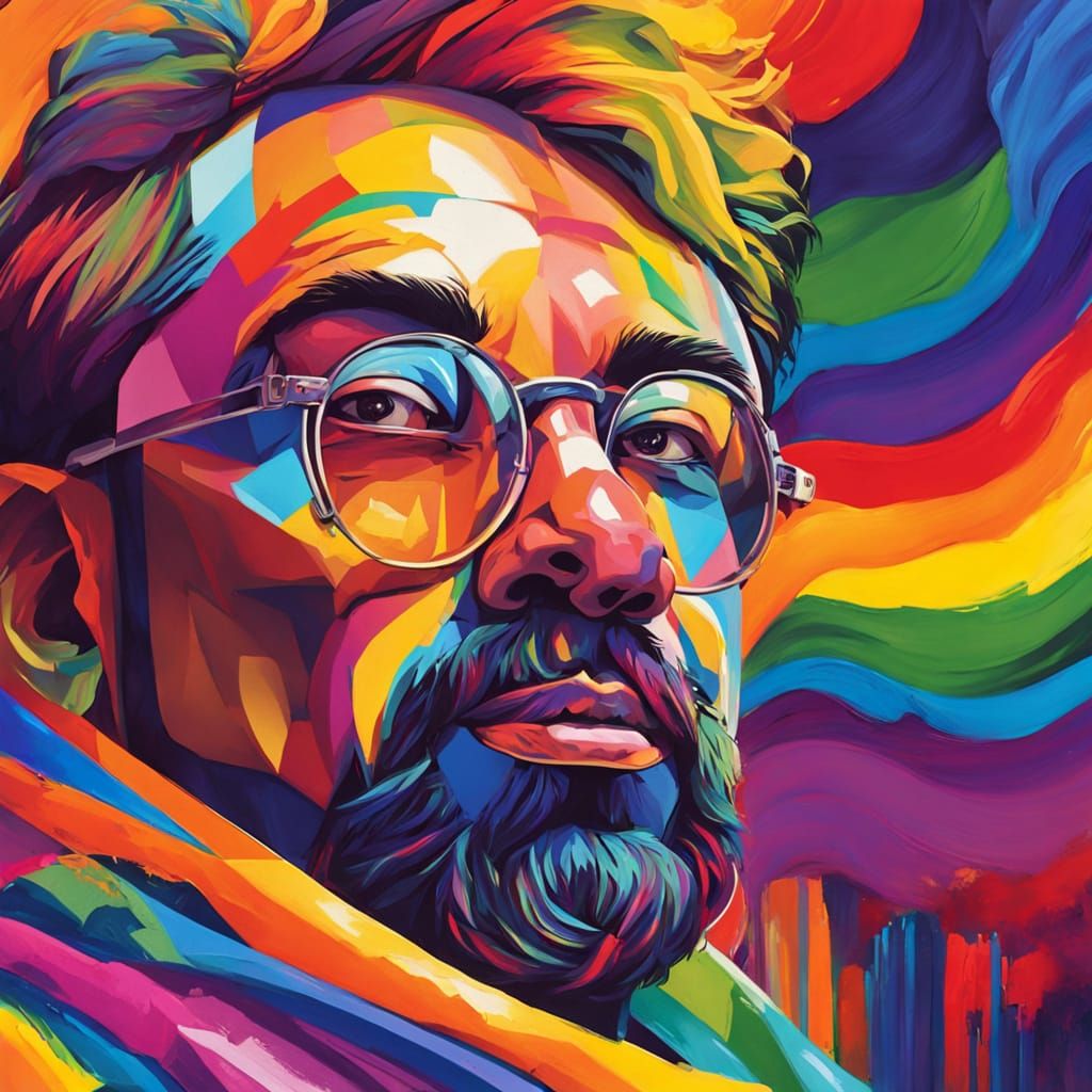 Gay Man Embodies Courage in Vibrant Oil Painting