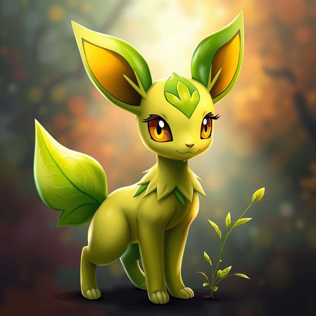 Hyper-Realistic Leafeon Pokémon in a Natural Setting