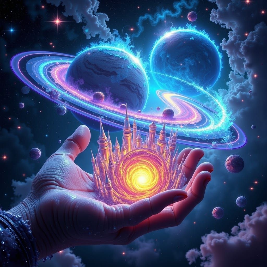 Ringed Planet Collision Creates Horned Entity