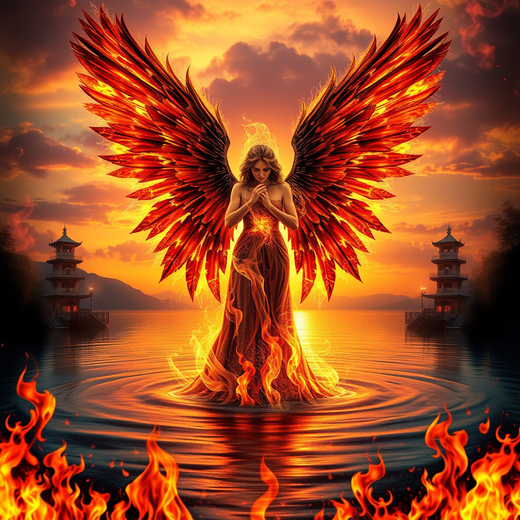 Fiery Gothic Angel Cleansing Collage in 8K