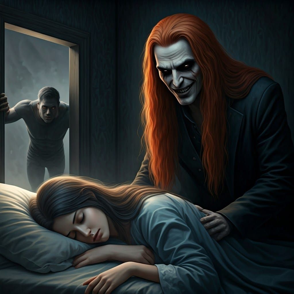 Ominous Portrait of a Red-Haired Man in Photorealistic Style