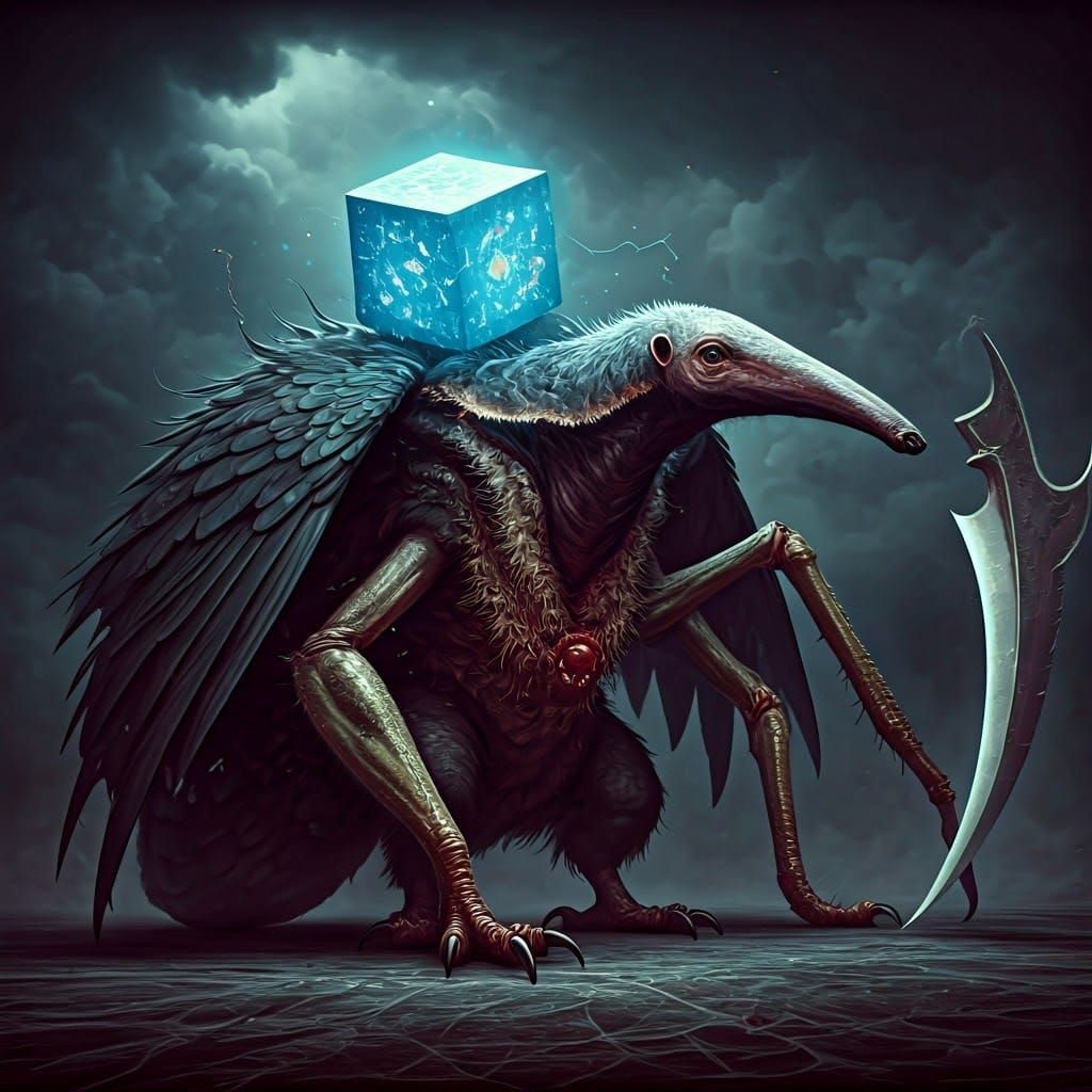 Terrifying Hybrid Monster in Dark Gothic Style