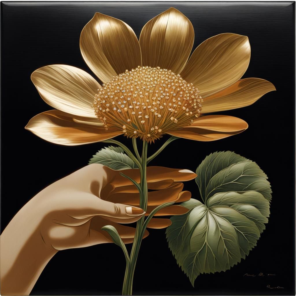 Flower Held in Hand with Metallic Palette