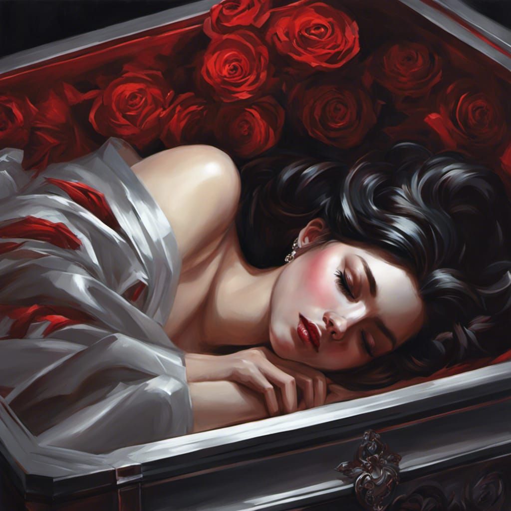 Dark Painting of Sleeping Woman in Ross Tran Style