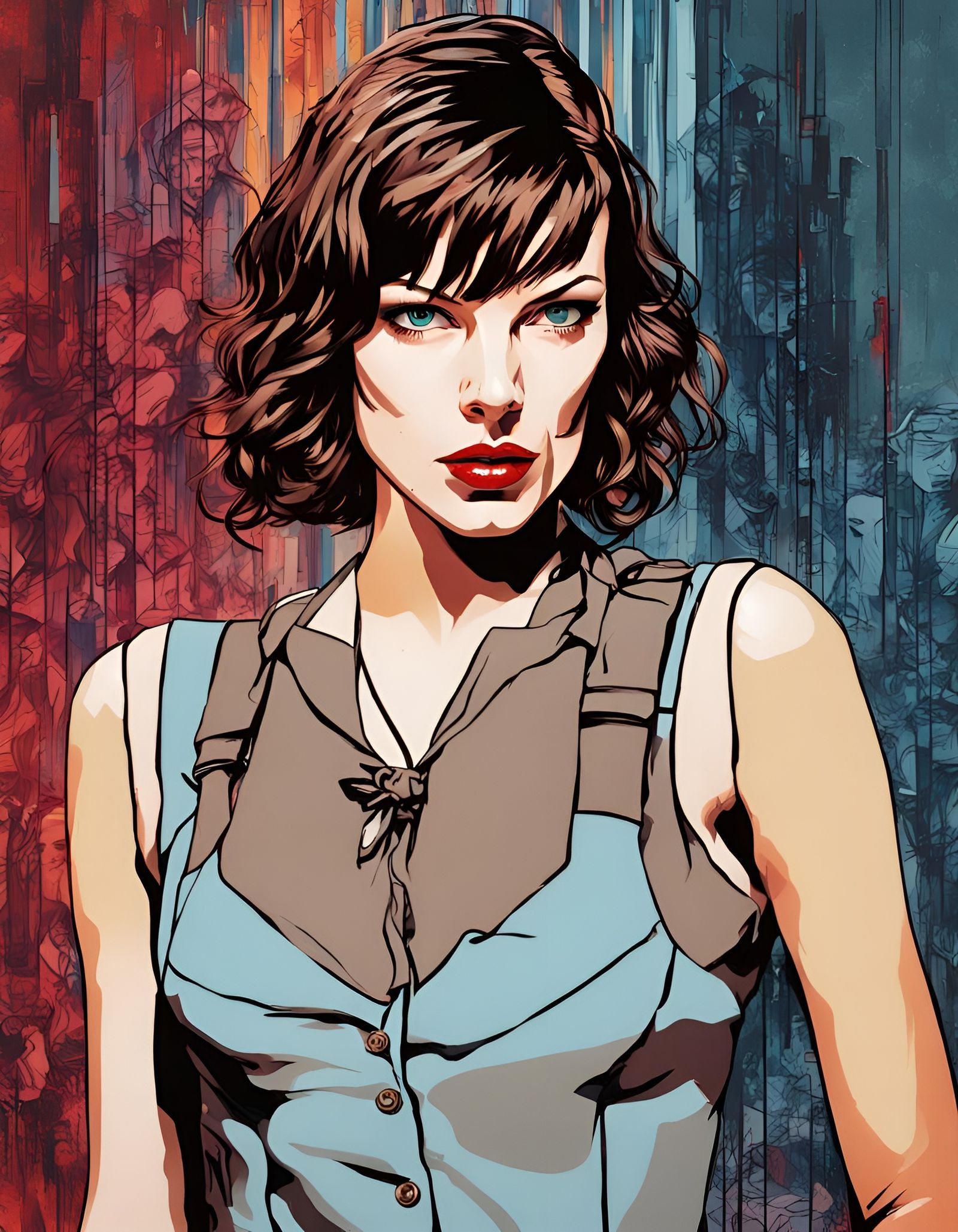 Rotoscoped Portrait with Bold Lines and Colors