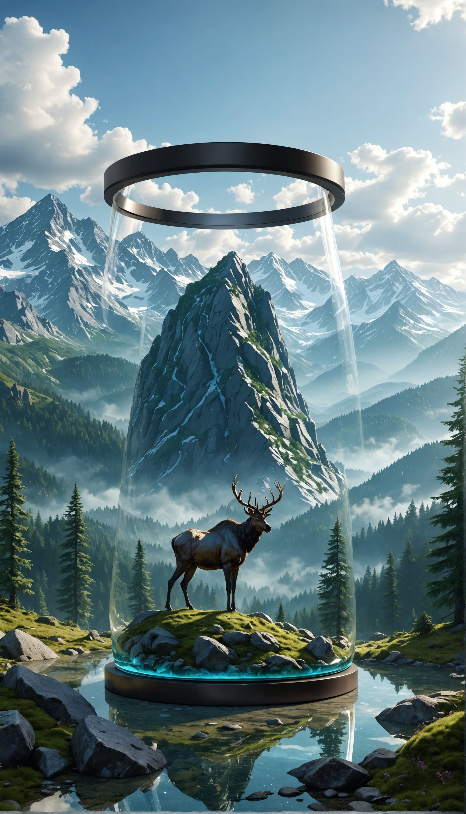 Miniature Mountain Landscape Inside Glass