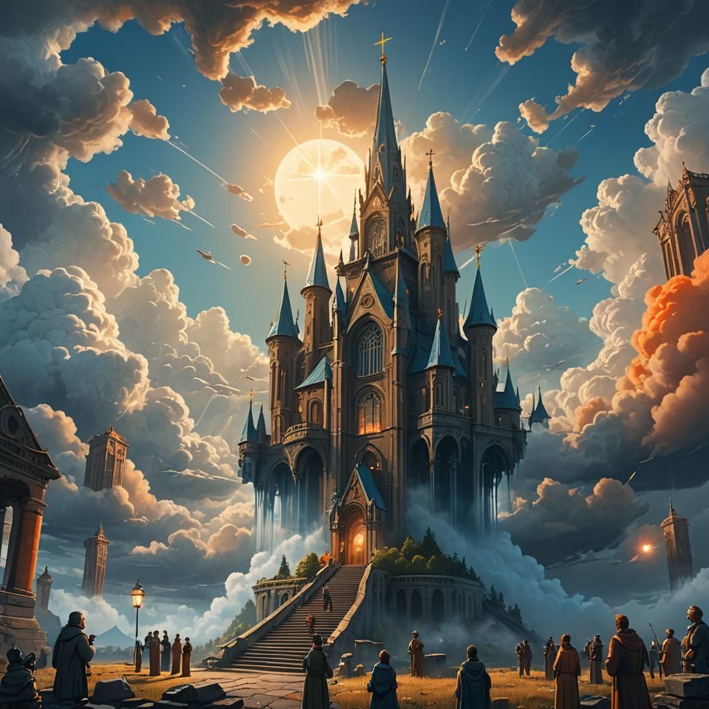 Heavenly Choir in Celestial Architecture: Fantasy Art