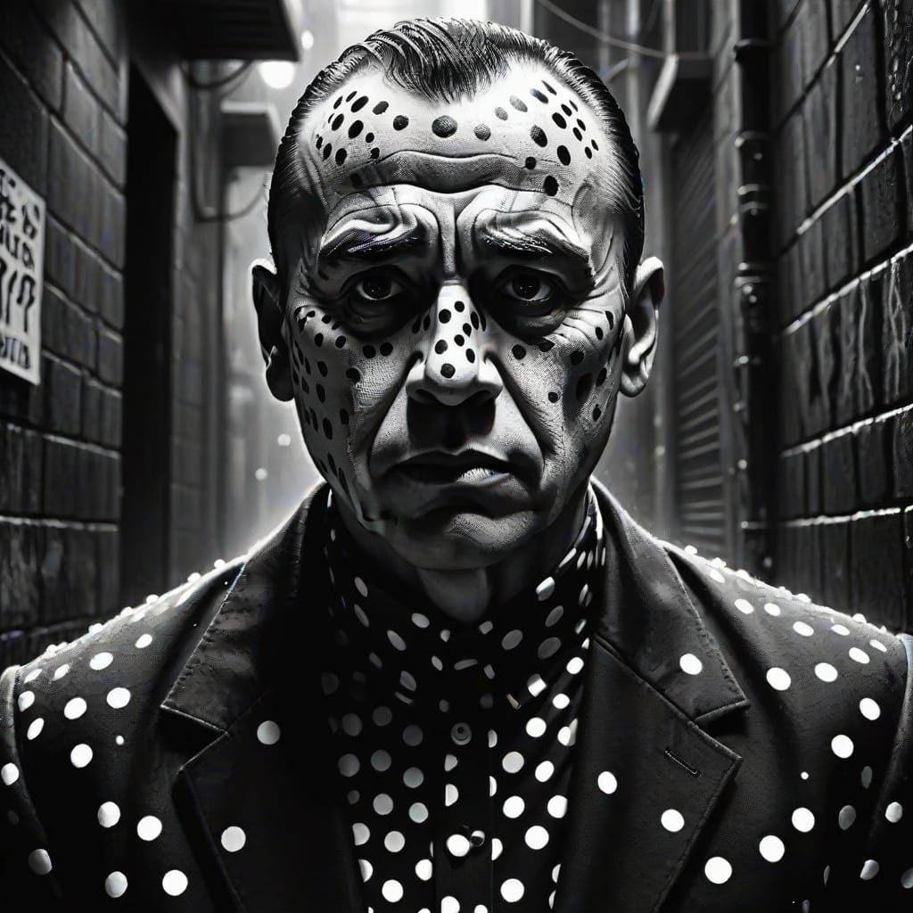 Marv from Sin City as Oil Painting with Kusama Dots