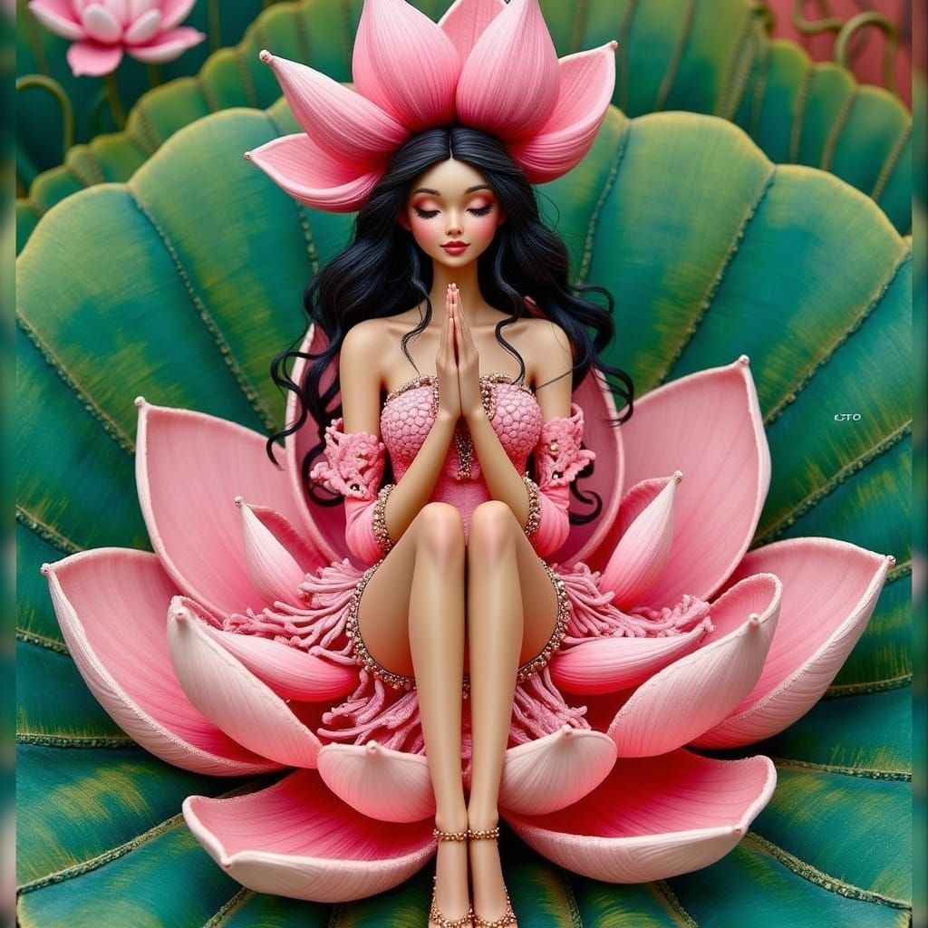 Lotus Dress and Hat in Art Nouveau Style