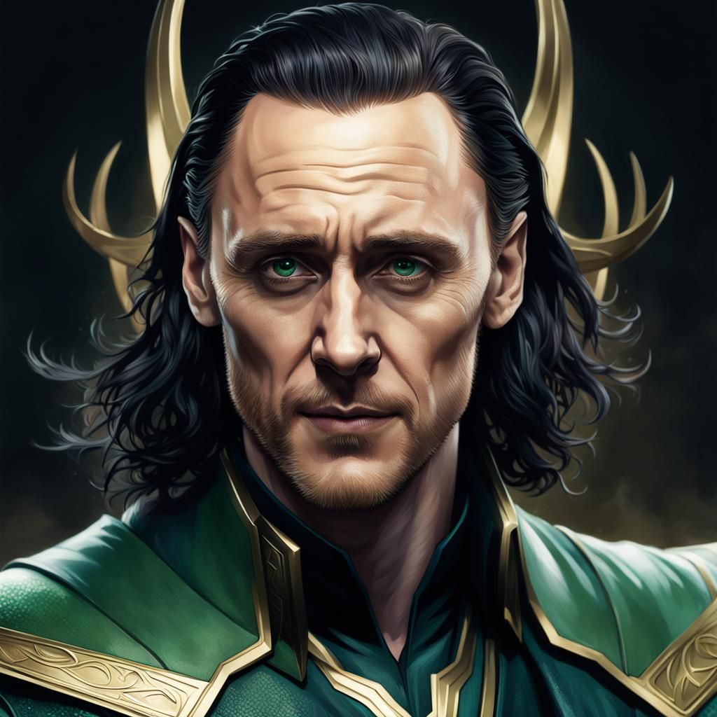 Tom Hiddleston as Loki Portrait in Art Nouveau Style