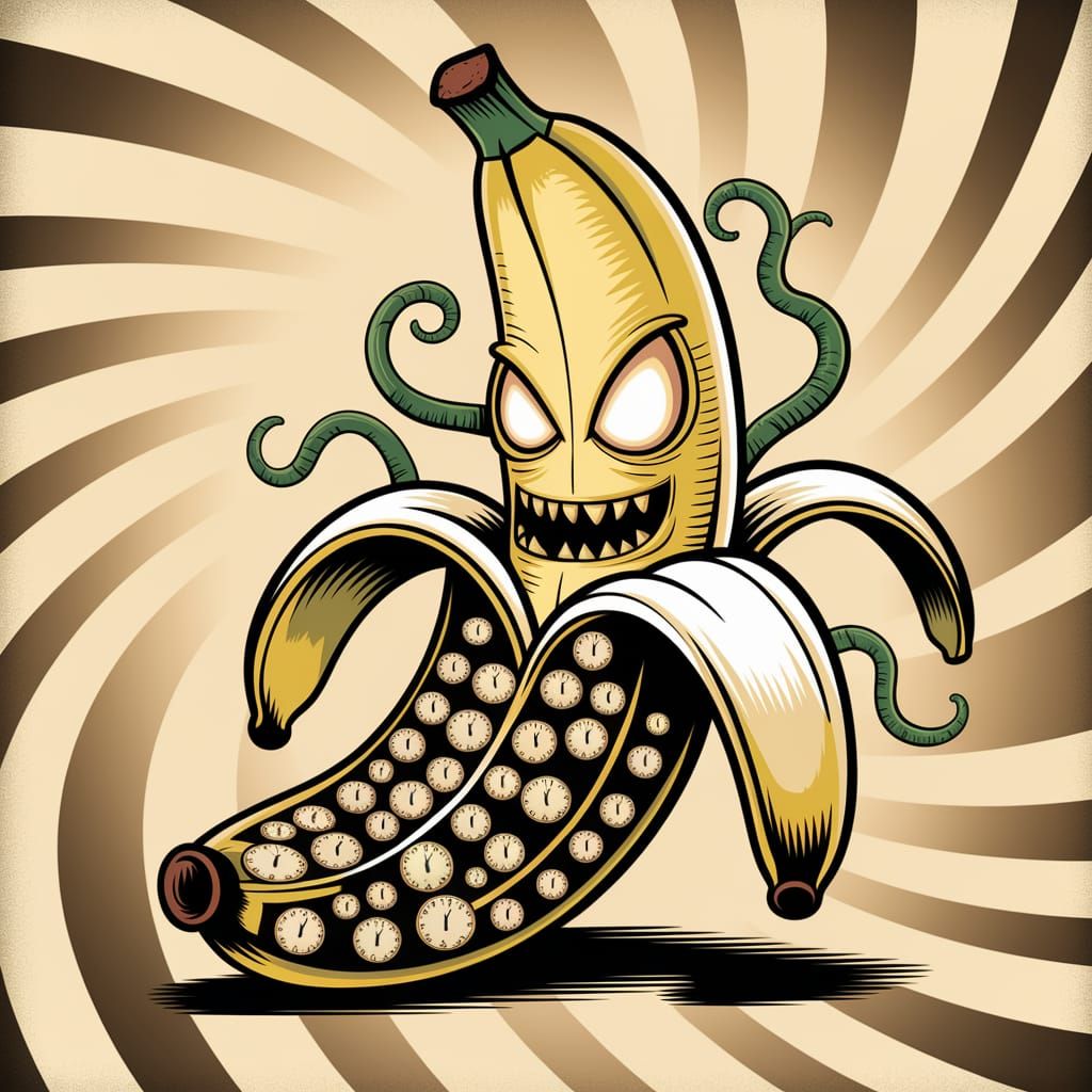 Monstrous Banana in Retro Digital Art