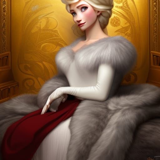 Majestic Queen's Royal Portrait in Art Nouveau Style