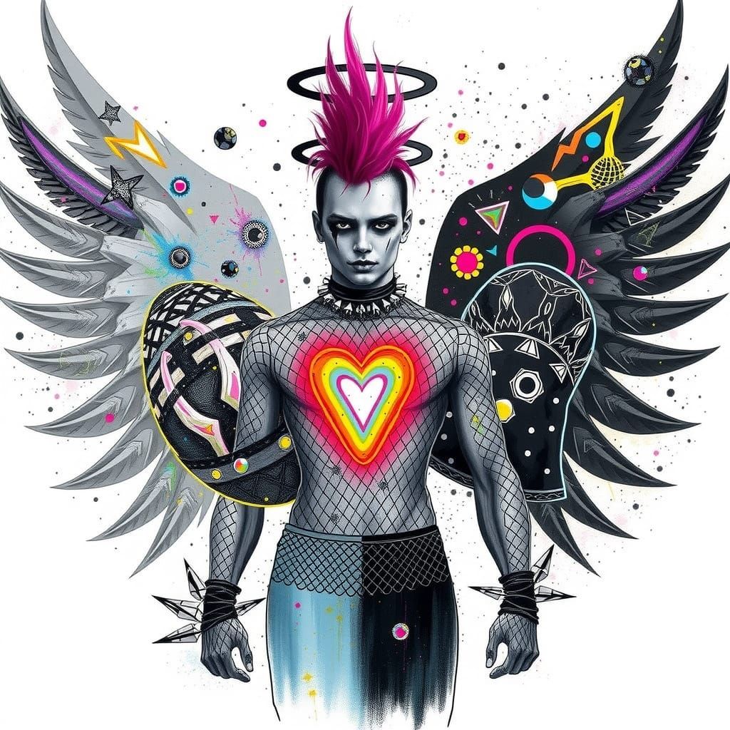 Kids Crayon drawings of punk goth Easter Bunny   ,surreal ch...