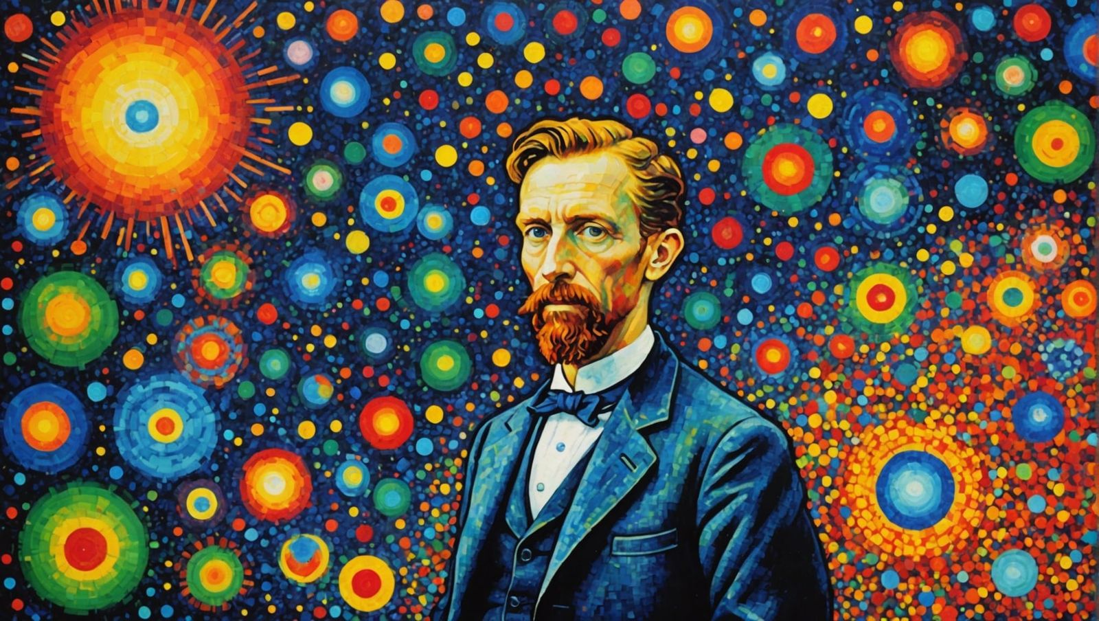 Genetic Android in Virtual Space-Time: Pointillist Acrylic A...