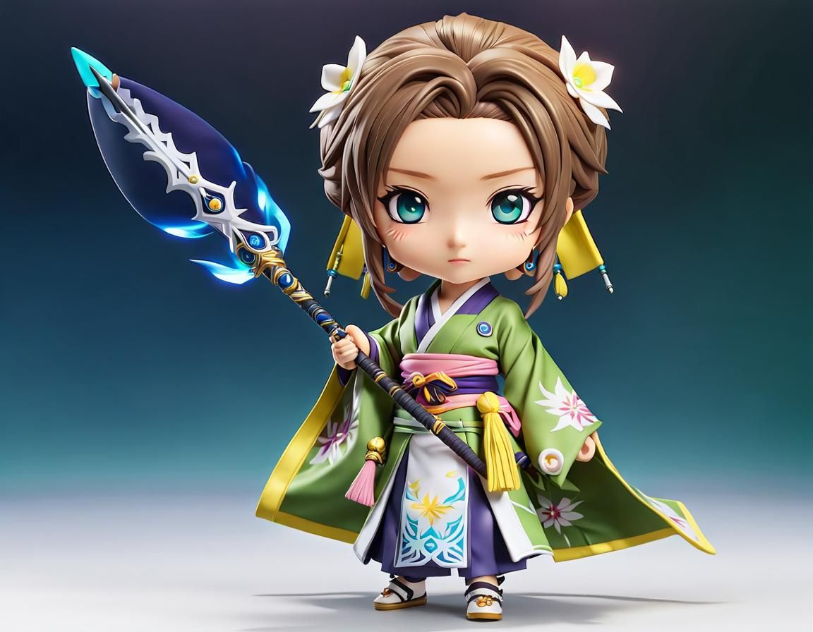 Chibi Yuna from Final Fantasy X in Action