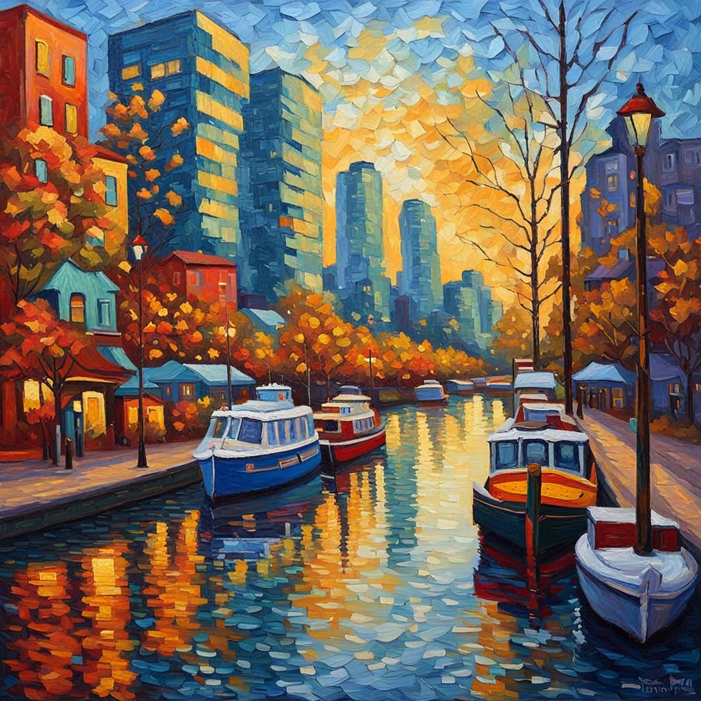 Vancouver, Canada in Neo-Impressionist Oil Painting Style