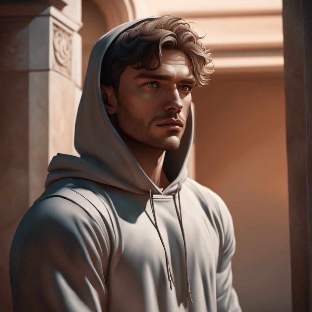 Young Brown-Haired Boy in Moody Modern Setting