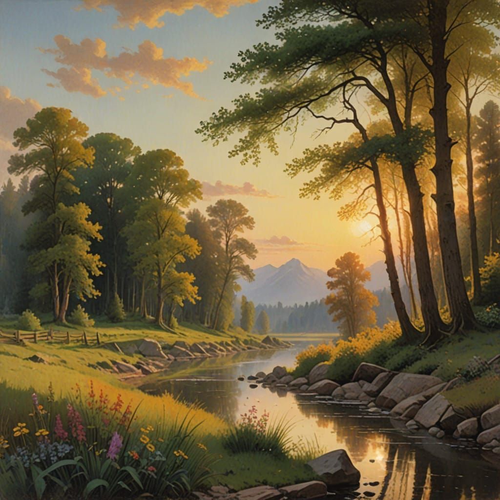 Woman in Lush Sunset Meadow